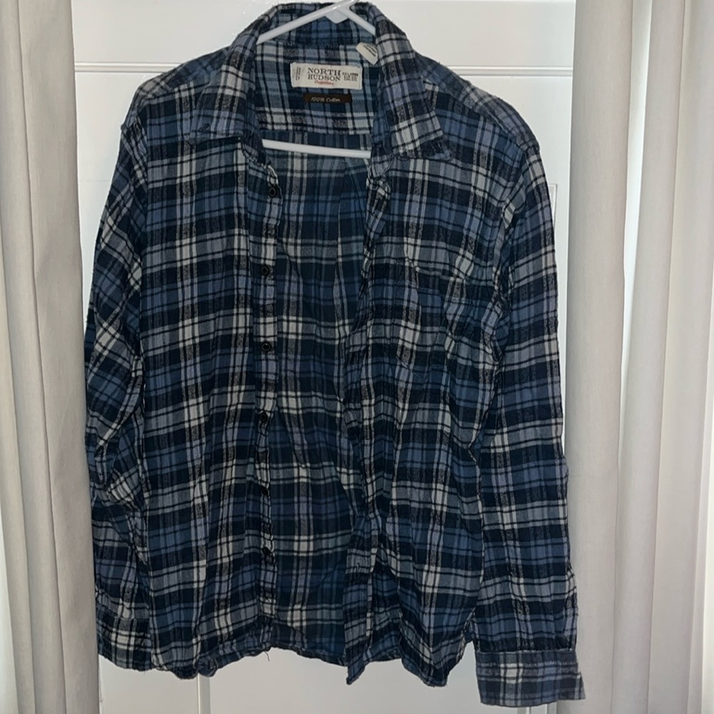 North Hudson Outfitters Blue Plaid Button Down Size 2XL